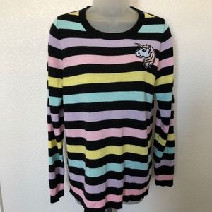 Womans HOT TOPIC Unicorn Pastel Striped Sweater S
